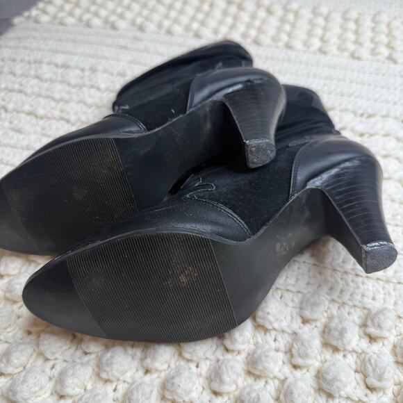 VINTAGE NEDWEST Women's Size 8 Slouchy Leather Heeled Cowgirl Boots Black Flames - Picture 11 of 14